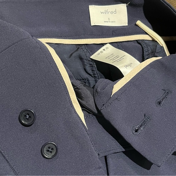 Aritzia Wilfred Feuille Navy Pleated Tie Waist Trouser Pants - Picture 14 of 14